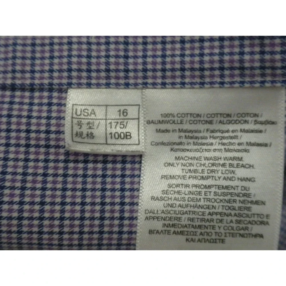 Brooks Brothers Dress Shirt Mens 16-33 XL Purple‎ Button Front Non Iron Supima